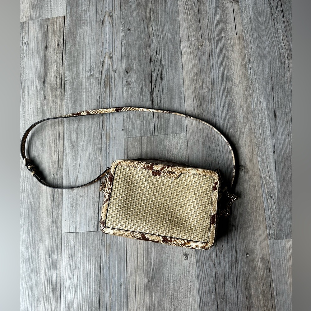Michael Kors Jet Set Large East West Straw Python Capsule Crossbody Bag